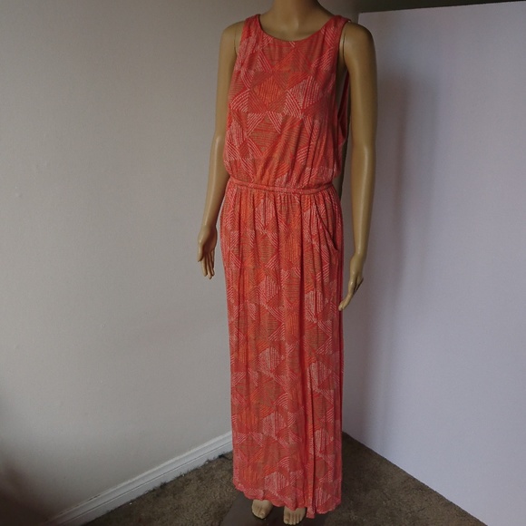 orange print maxi dress